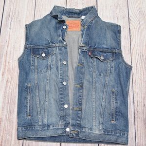 Levi Strauss Blue Denim Vest Original Trucker Sz L